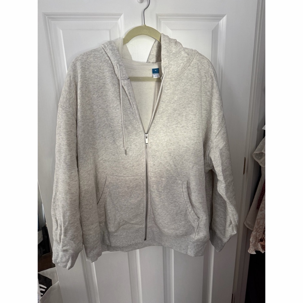 Old Navy Light Gray Zip-Up Hoodie